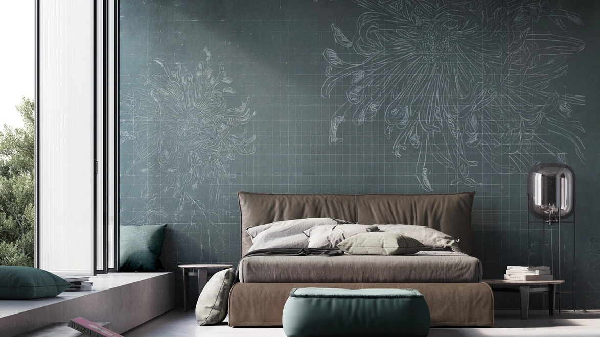 Carta da parati con disegni floreali Aona di Instabilelab