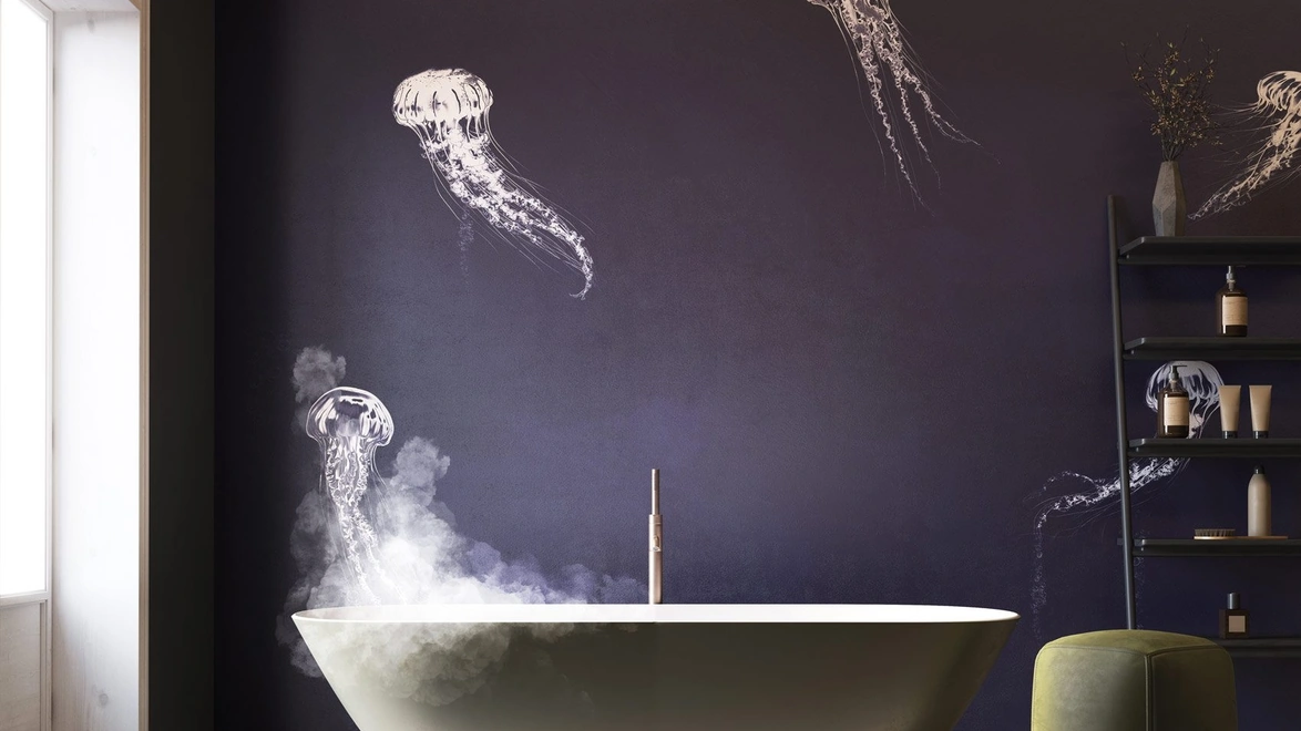 Carta da parati con animali marini Onera di Instabilelab