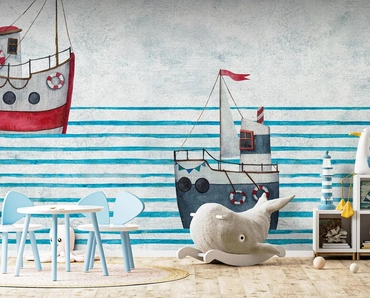 Carta da parati per camerette The Boats di Instabilelab