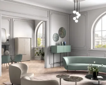 Contenitore Mobile Bar laccato opaco finitura Velvet 3D Wave Aero Bar di Capo d'Opera