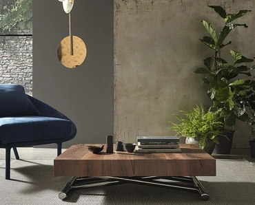 Tavolino trasformabile con top in legno e base in metallo Calypso di Altacom