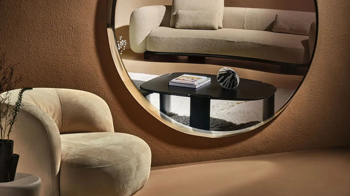 Specchio Halo con cornice in vetro di Nature Design