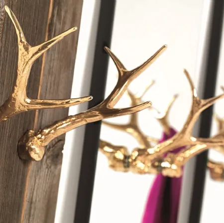 Appendiabiti di design coppia di corna in ottone Hubertus di Mogg