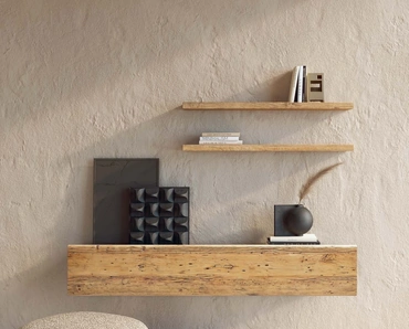 Mensola contenitore Living Plain in legno secolare e metallo di Nature Design