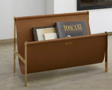 Contenitore Portariviste in cuoio e acciaio di Opinion Ciatti