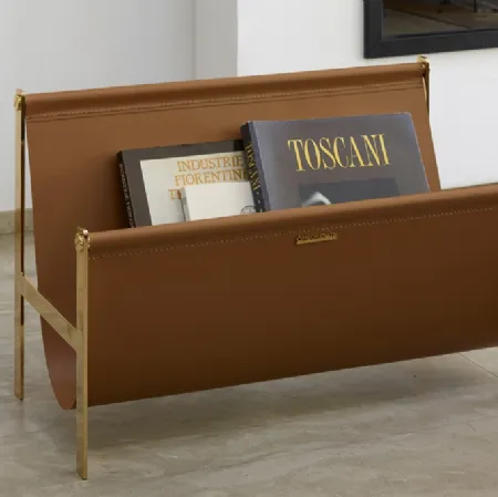 Contenitore Portariviste in cuoio e acciaio di Opinion Ciatti