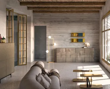 Tavolino Magic in lamiera di metallo finitura Ottone di Capo d'Opera