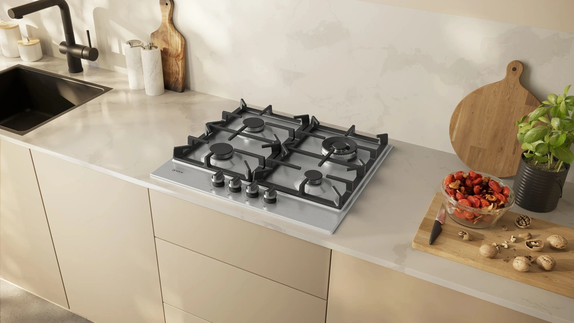 Piano cottura a gas 60 cm Acciaio inox N 70 di NEFF