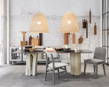 Lampada a sospensione in midollino intrecciato Bell di Gervasoni