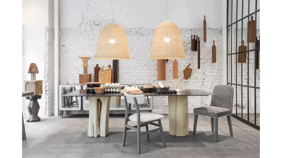 Lampada a sospensione in midollino intrecciato Bell di Gervasoni