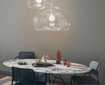 Lampada a sospensione Fl/y Big in plexiglas trasparente di Kartell