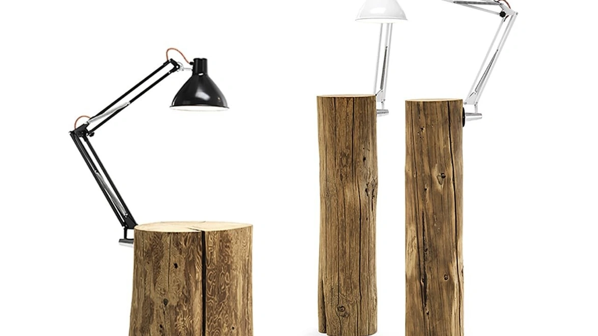 Lampada tavolino in legno massello da terra Piantama di Mogg