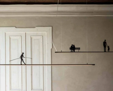 Lampada di design sospesa in metallo Phil di Mogg