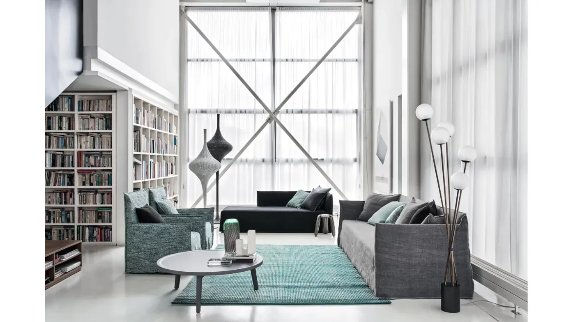 Lampada Spin da terra in rattan di Gervasoni