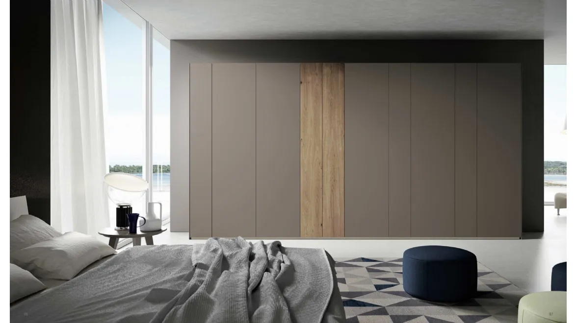 Armadio Ardecò Axel Fango in laccato e Rovere di Spagnol Mobili