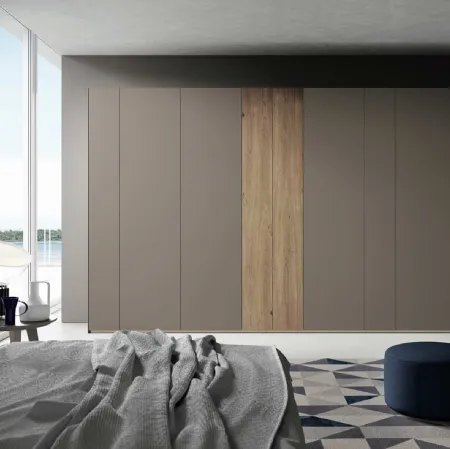 Armadio Ardecò Axel Fango in laccato e Rovere di Spagnol Mobili