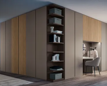 Armadio Ardecò Omega Cognac in laccato opaco e Rovere di Spagnol Mobili