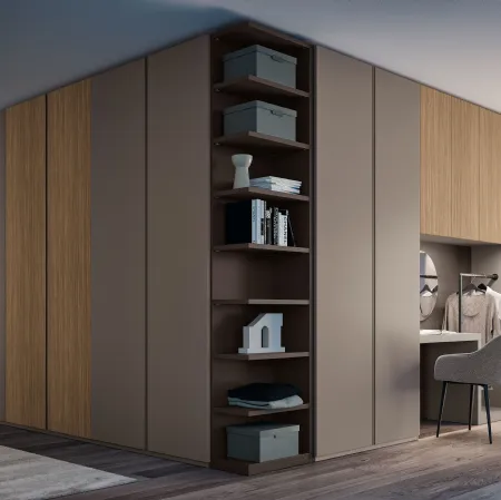 Armadio Ardecò Omega Cognac in laccato opaco e Rovere di Spagnol Mobili