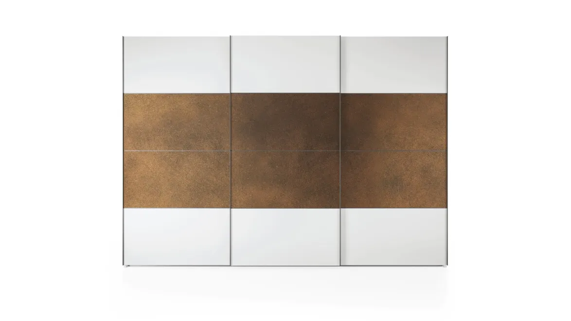 Armadio Ardecò Window Neve con doppia fascia in Iron Bronzo di Spagnol Mobili