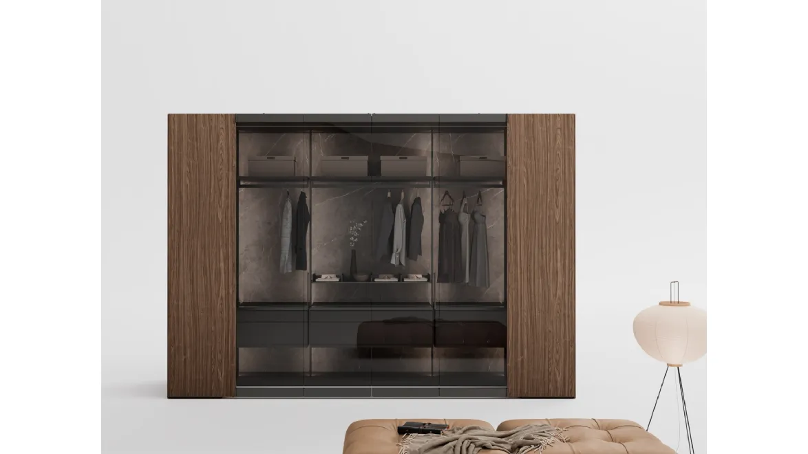 Cabina Armadio Camerino Freedhome in canneté Noce di Caccaro