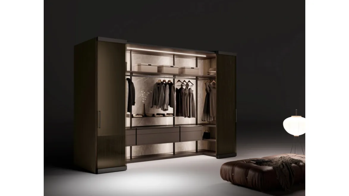 Cabina Armadio Camerino Freedhome in canneté Noce di Caccaro