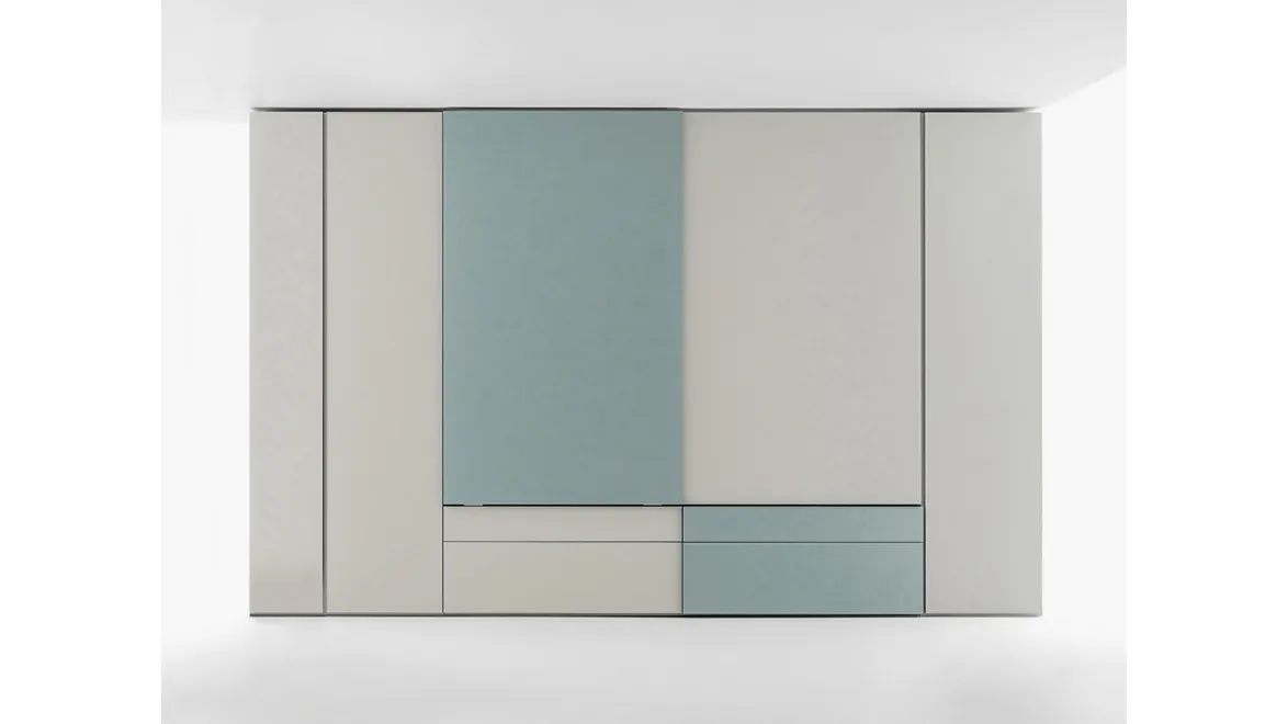 Armadio Freedhome Scorrevole con cassetti in laccato opaco a due colori di Caccaro