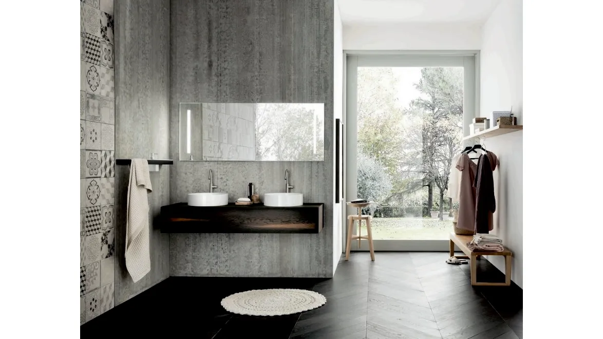 Mobile da Bagno sospeso con doppio lavabo Teddy 01 di Alta Corte