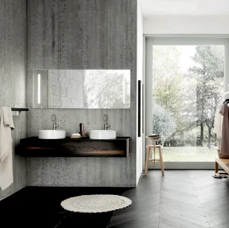 Mobile da Bagno sospeso con doppio lavabo Teddy 01 di Alta Corte