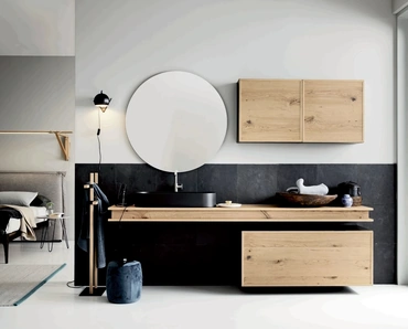 Mobile da Bagno sospeso di design in legno Teddy 02 di Alta Corte
