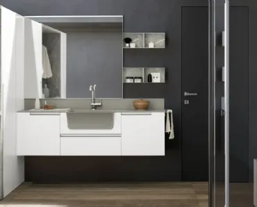 Mobile da Bagno in laccato Bianco e HPL Laundry 02 di Archeda