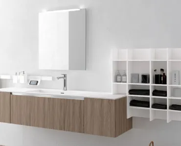 Mobile da Bagno sospeso Linea 06 in melaminico e laccato opaco di Archeda