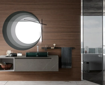 Mobile da Bagno sospeso Side 01 in HPL con lavabo in vetro fumè di Archeda