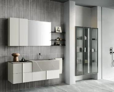 Mobile da Bagno sospeso Essenze 09 in laccato e gres di Archeda