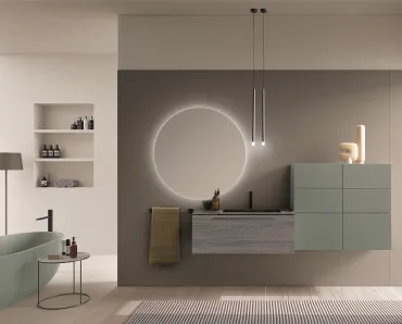 Mobile da Bagno sospeso Essenze 11 in legno e laccato di Archeda