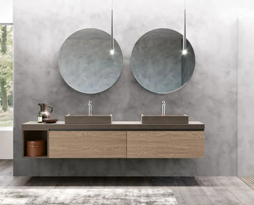 Mobile da Bagno sospeso con doppio lavabo Linea 05 di Archeda