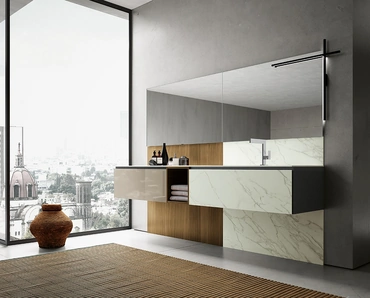 Mobile da Bagno sospeso in gres e vetro Modulo 03 di Archeda