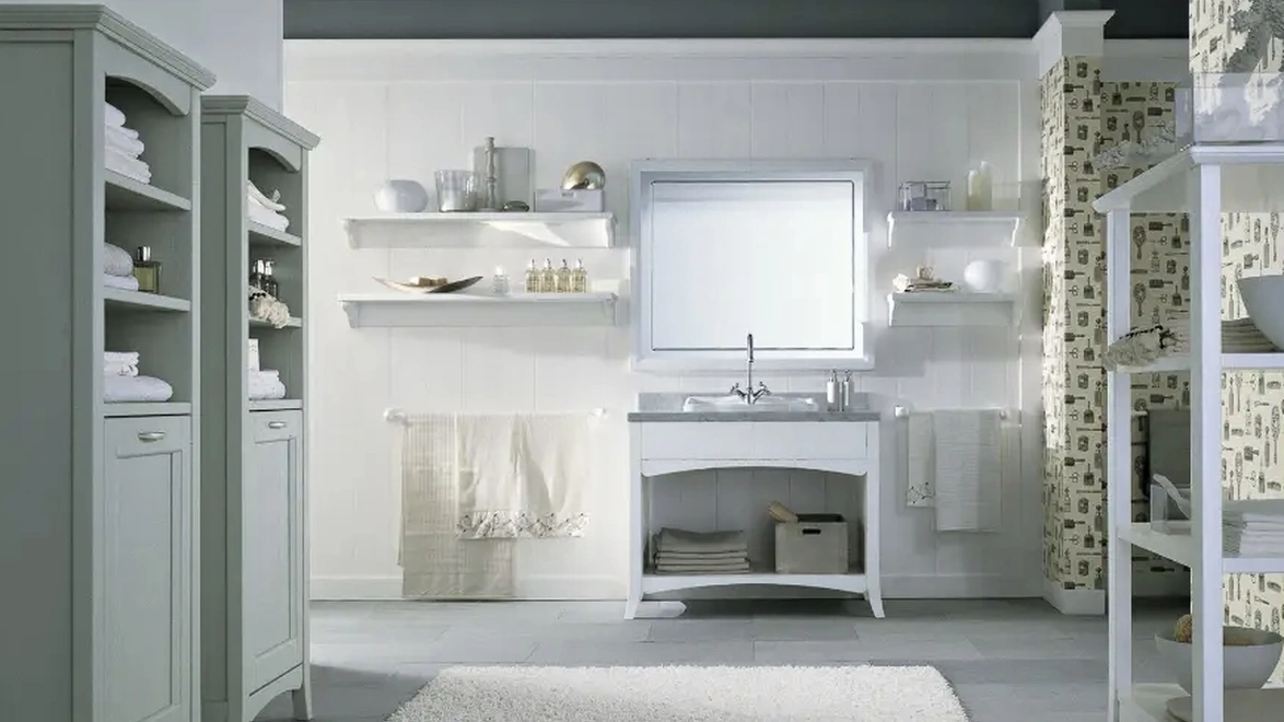 Mobile da Bagno N19 Nuovo Mondo in legno laccato di Scandola