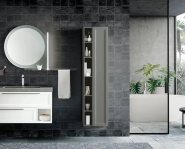 Mobile da Bagno sospeso laccato Bianco Seta 01 di Archeda
