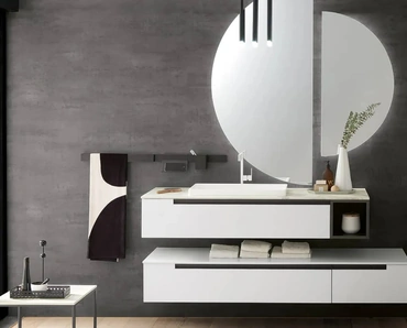 Mobile da Bagno Side 09 in laccato opaco con top in gres di Archeda