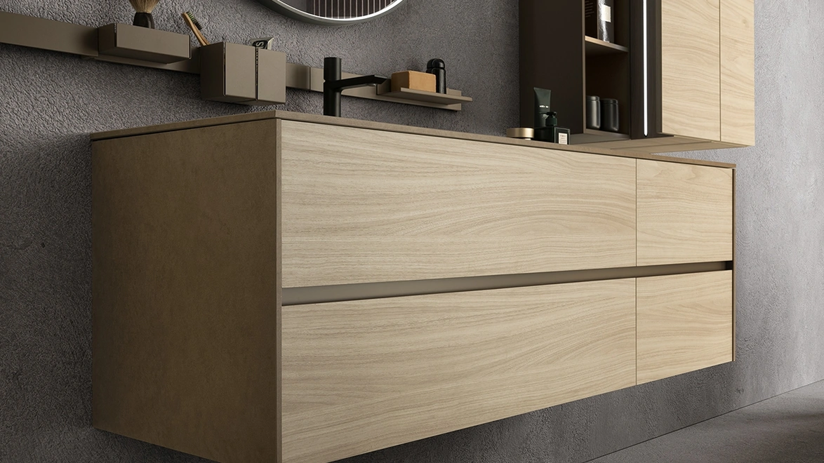 Mobile da Bagno sospeso in legno Tulle 11 di Archeda