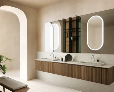 Mobile da Bagno sospeso in Noce Canaletto Tulle Cannettato 01 di Archeda