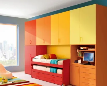 Cameretta 624 a ponte con secondo letto estraibile di Ferrimobili