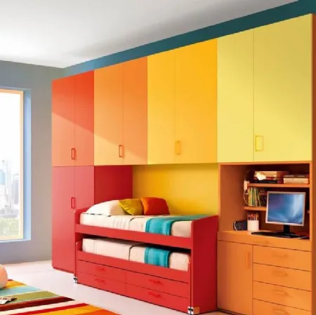 Cameretta 624 a ponte con secondo letto estraibile di Ferrimobili