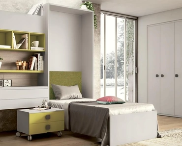 Cameretta salvaspazio con letto a scomparsa Composizione 716 di Spagnol Mobili