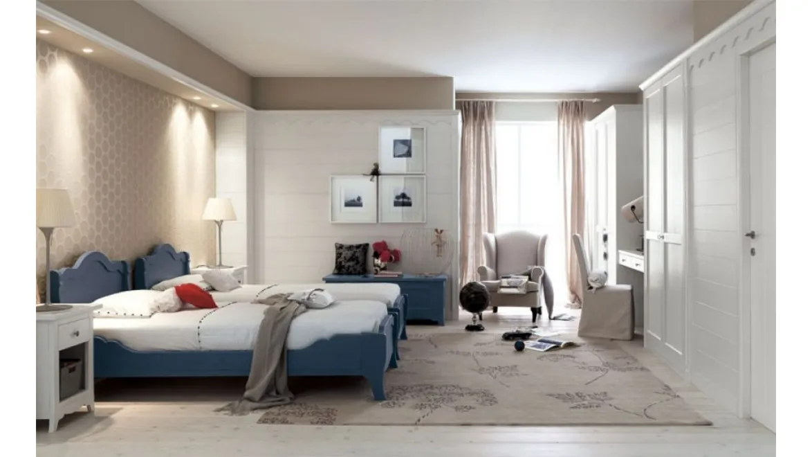 Cameretta componibile N14 Nuovo Mondo in legno laccato di Scandola