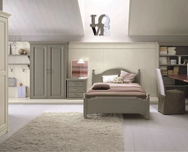 Cameretta in legno dal gusto classico per ragazzi con letto da una piazza e mezza N13 Nuovo Mondo di Scandola