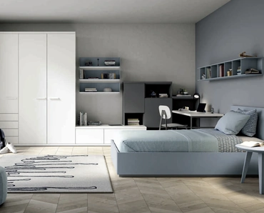 Cameretta componibile Space 004 in laccato opaco di Spagnol Mobili