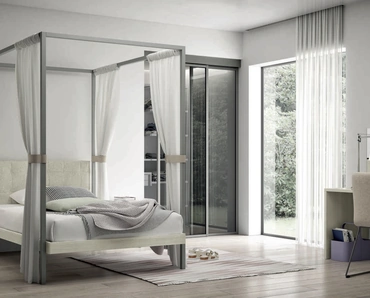 Cameretta componibile Space 014 con letto a baldacchino e angolo studio di Spagnol Mobili