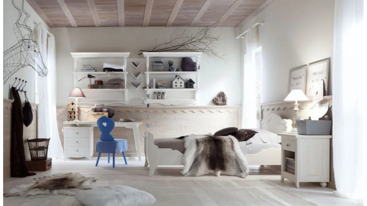 Cameretta stile Country in legno massello di Abete T05 Tabià di Scandola