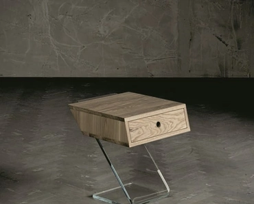 Comodino in legno con base in vetro Cut di Alta Corte